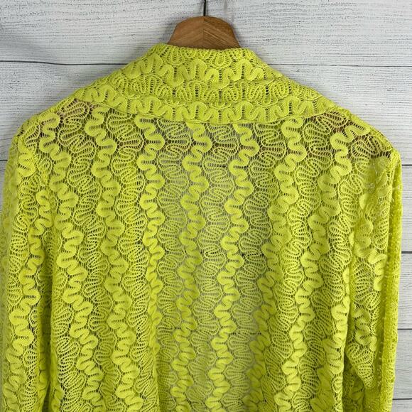 Ruby Rd Favorites Womens size Large 3/4 Sleeve Open Lace Knit Cardigan Yellow - Picture 7 of 9